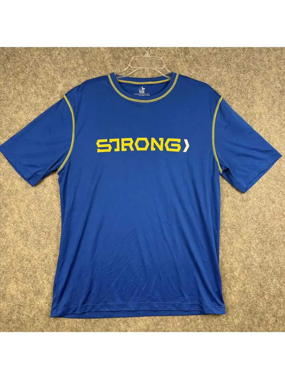 FCA Fellowship of Christian Athletes T Shirt Blue Yellow Strong Large Men 062